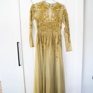 ASOS DESIGN long sleeve maxi dress in embroidered mesh